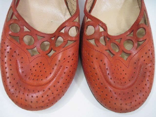 STEPHANIE KELIAN Orange Eyelet Slides Heels Size 7.5  