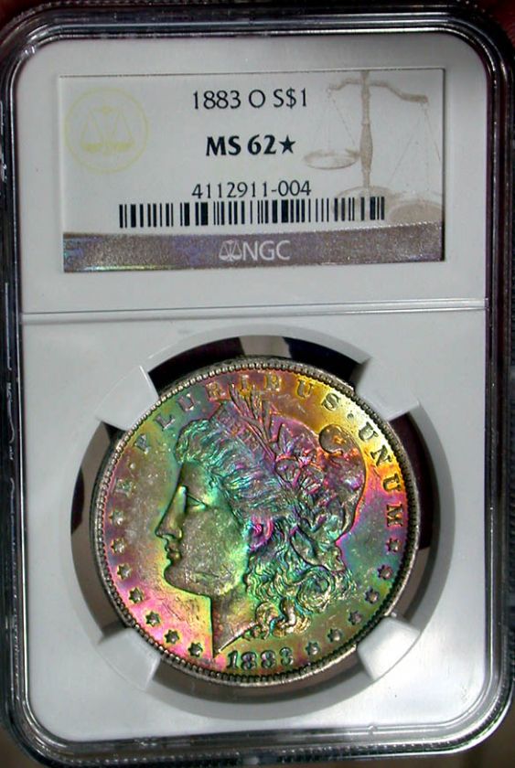 1883 o NGC MS62* Star Cool Rainbow Toned Morgan Dollar N/R  