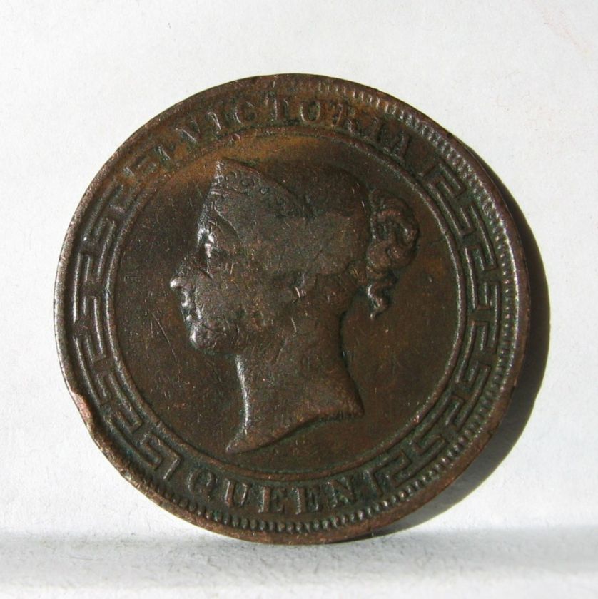 BRITISH CEYLON, Victoria large 1870 copper 5 Cents  