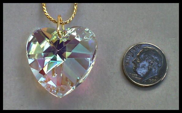 LARGE AURORA BOREALIS SWAROVSKI HEART PENDANT  