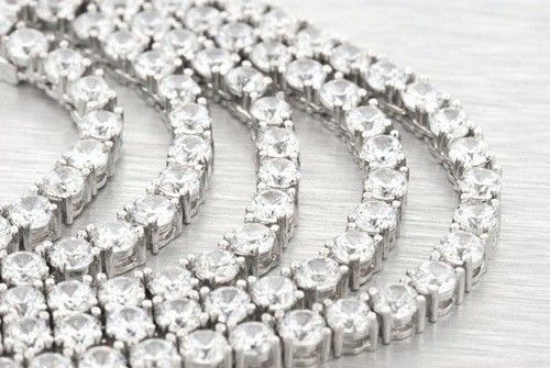    SIMULATED LAB DIAMOND 1 ROW CHAIN PAVE MENS ICED OUT HIP HOP  