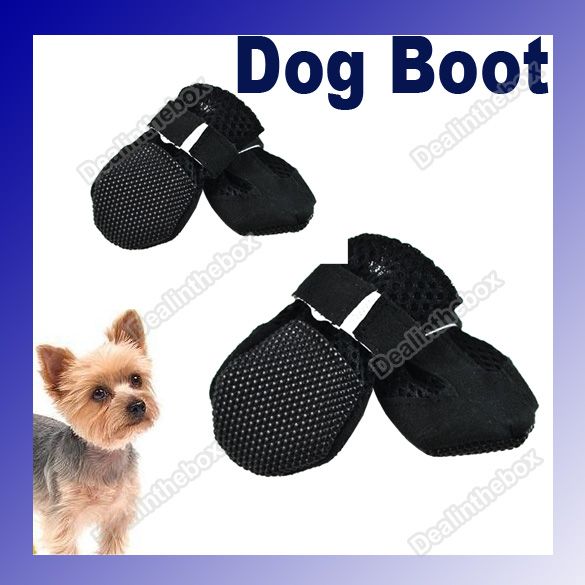 New Pet Dog Boot Shoes Air Holes Black Suede Synthetic  