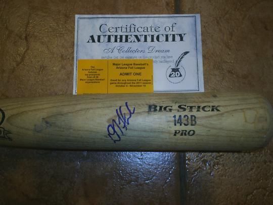 SIGNED ROCKIES CUBS LSU ROOKIE D.J. LEMAHIEU GAME USED BAT COA PROOF 