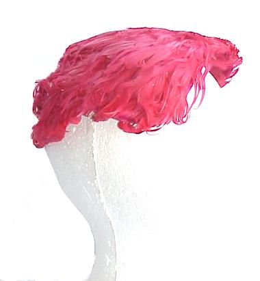 VINTAGE 1940S 1950S FUSCHIA FEATHER HAT JANE MORGAN  