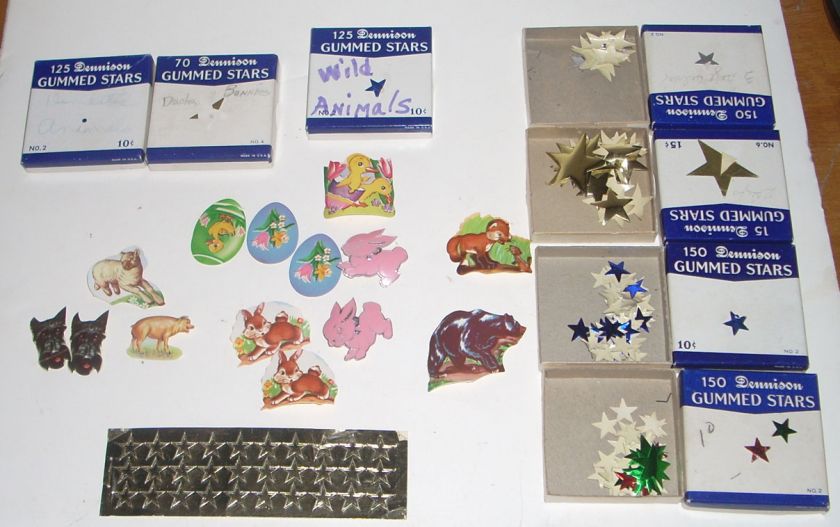 Vintage Seals & Stickers Animals Easter Dennison Stars  