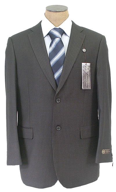 NEW NWT Mens CARAVELLI Dark Gray Pinstripe Suit  