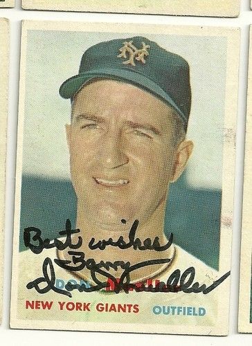 DON MUELLER 1957 TOPPS SIGNED # 148 NEW YORK GIANTS  