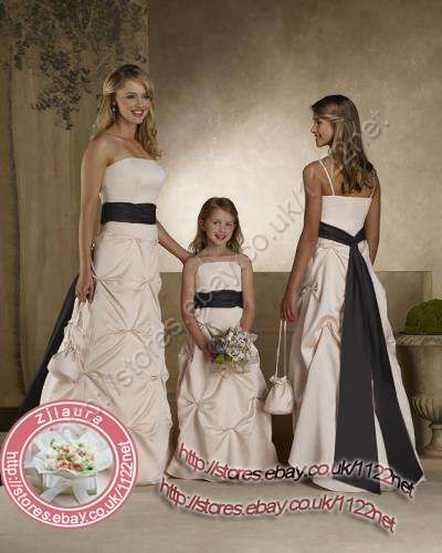 Long sash Bridesmaid dress flower girl dress party dress ball gown 