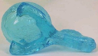 Vintage BIRD & NEST BLUE GLASS OPEN SALT Mosser 1970s  