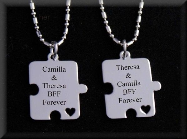   STAINLESS STEEL PUZZLE PIECE PENDANTS NECKLACE CUSTOM ENGRAVED FREE