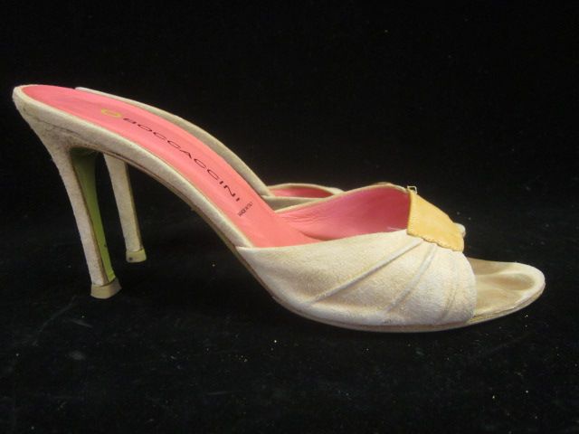 You are bidding on BOCCACCINI Mauve Suede Open Toe Slides Heels size 