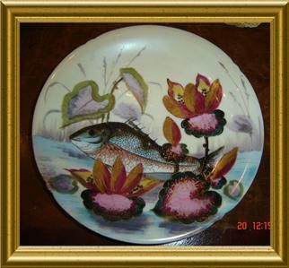 ANTIQUE LIMOGES Oscar Gutherz Porcelain Fish Set RARE  