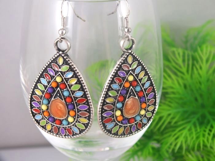 Vintage Color personality exaggeration earrings  