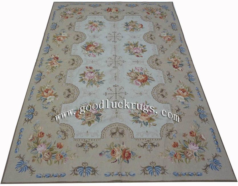 x9 ROSES ENGLISH GARDEN WOOL NEEDLEPOINT AREA RUG  