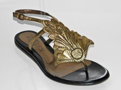 ALEXANDER MCQUEEN Metallic Leaf Thong Flat Sandal Shoe 36.5 NIB  