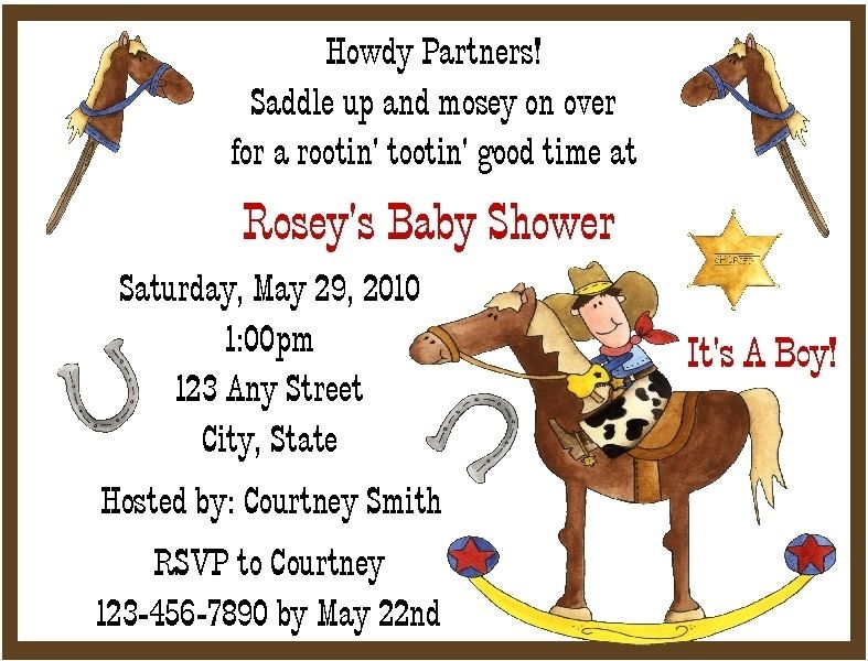 Personalized Cowboy/Western Baby Shower Invitations  