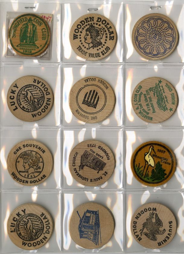 US Wooden Dollars Tokens Certificates Flats Collection Lot of 136 