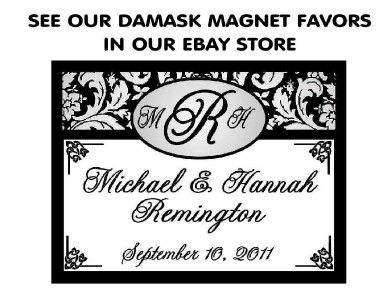 120 DAMASK WEDDING BUBBLE LABELS FAVORS  