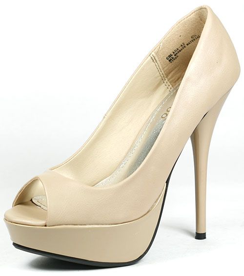 Blush Beige High Heel Open Toe Platform Pump 7.5 us  