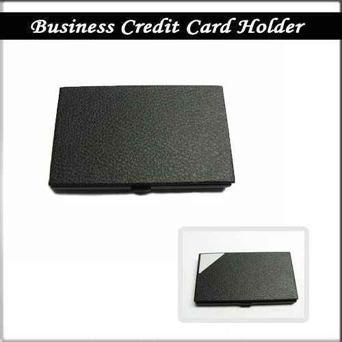   Leather Business Credit ID Name Card Holder Case Wallet  Black  New
