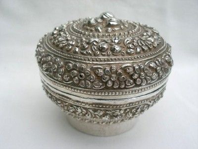 Fine 19th Century Chinese Circular Silver Box & Cover.  