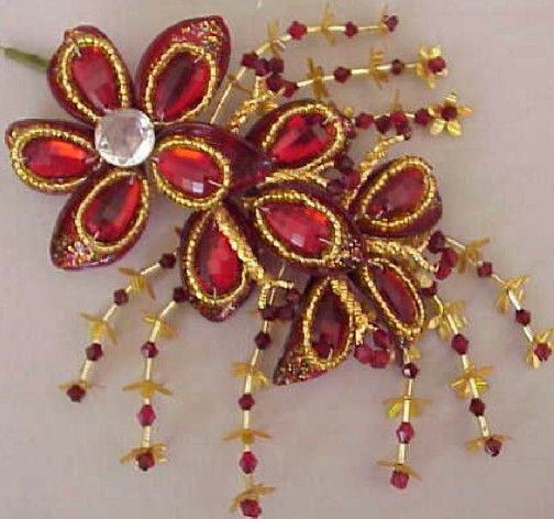 Large, 3 Dimensional, Jeweled Applique. Artisan Crafted  