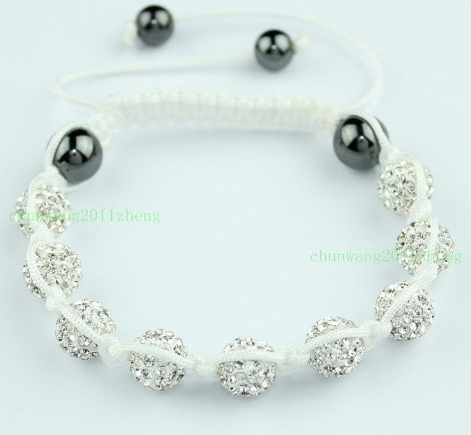 UK/US HOTDazzling giftCZ Crystal disco balls Shamballa Bracelets+box 