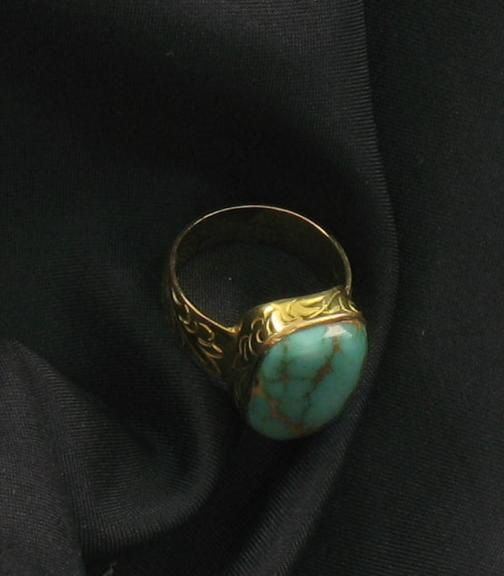 18K GOLD GEM GRADE CARICO LAKE TURQUOISE RING #2 ~  