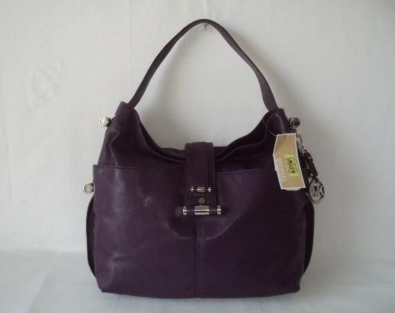 Michael Kors Gibson large Shoulder Bag Leather Purple Womens Purse 