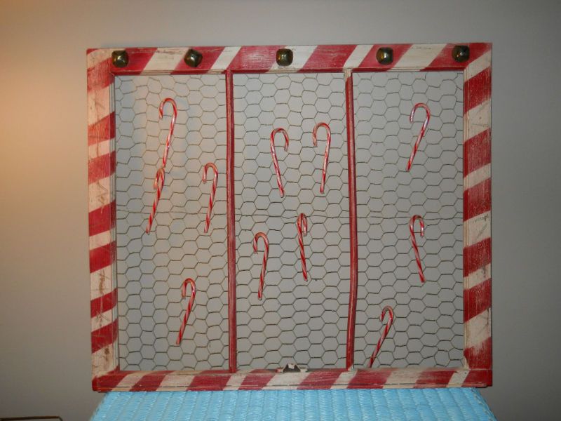 Old Window Frame Christmas Candy Cane Art **SALE**Half  