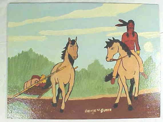 GEORGE W SLUKE SCRANTON PA FOLK ART INDIAN PAINTING  