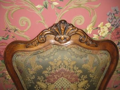   Tuscany Augustine Carved Chair 7401 Rich Green Floral Damask  