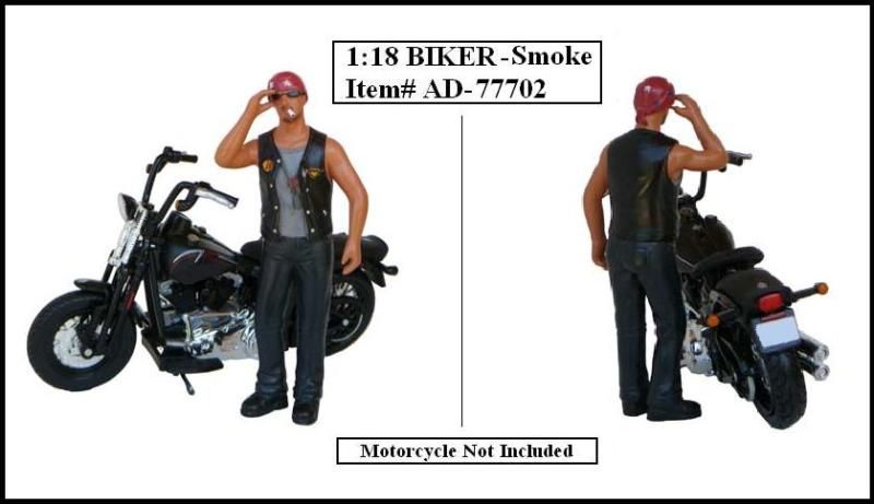 AMERICAN DIORAMA HARLEY BIKER SMOKE FIGURE 1/18 SCALE  