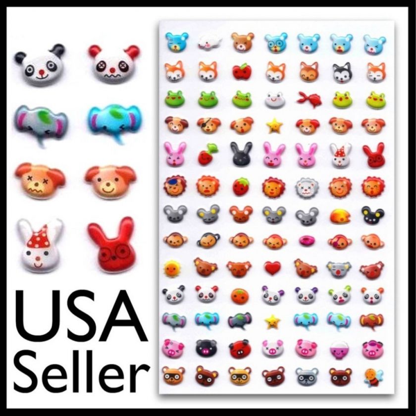 TINY ANIMAL FACE STICKERS Cat Dog Kid Craft Scrapbook  