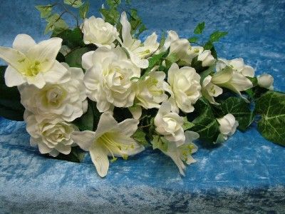   Lilly Gardenia Cascade Silk Floral Bouquet Quinceañera Bridal  