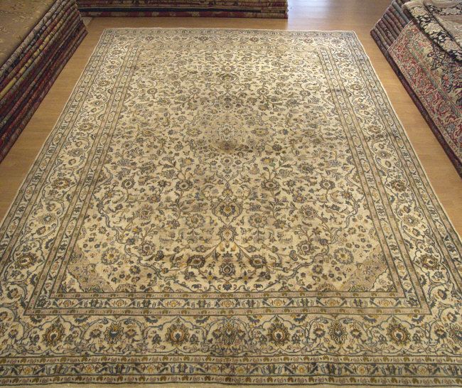   Handmade Antique 1930s Genuine Persian Kashan Wool Room Size Rug 1811