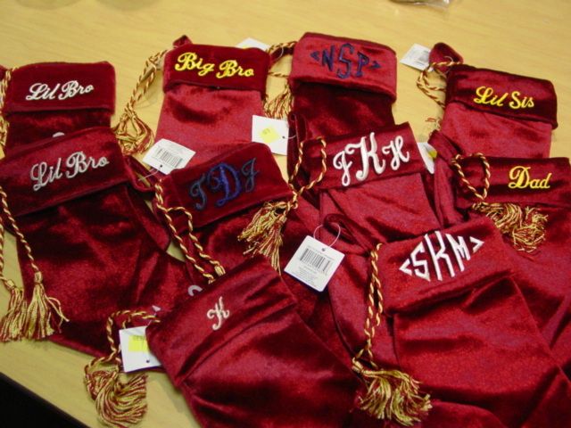 LOT 12 NEW DOZEN CHRISTMAS STOCKINGS WITH MONOGRAMS  