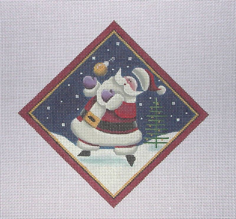 Rebecca Wood Santa w/Loose Bulb Needlepoint Canvas  