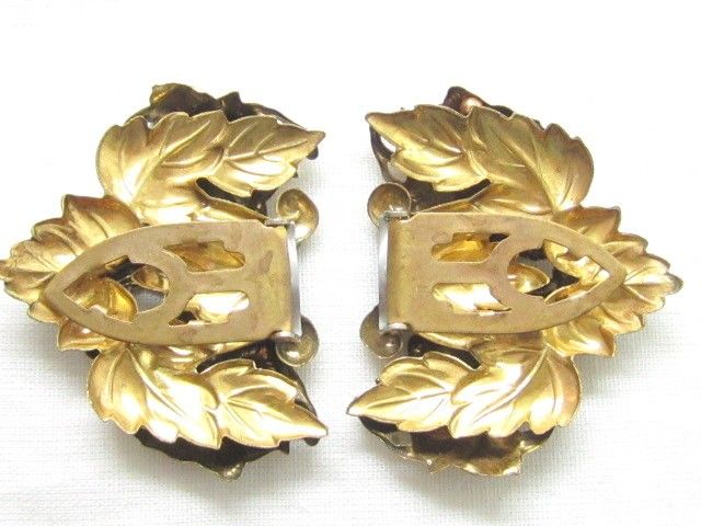 Vintage Art Nouveau Repousse Floral Dress Clips*Buckles  