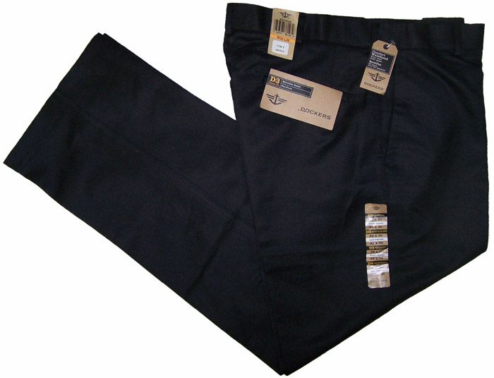 Dockers D3 Flat Front Microfiber Khaki w/ Comfort Waist Band   Black 