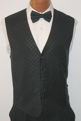 Mens Black Patterned Fusion Fullback Vest Wedding Prom  