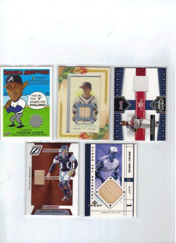 Atlanta Braves Bat & Jersey Card Lot (w/A. Jones)  