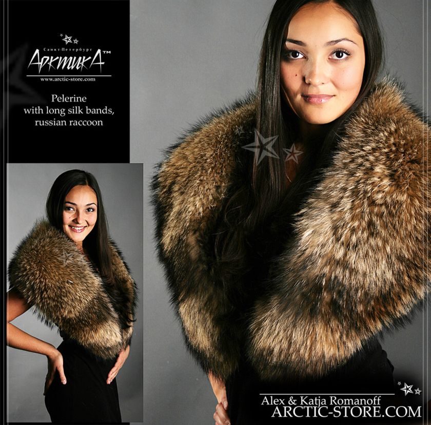 NEW Round Raccoon Fur Pelerine stole collar wrap boa  