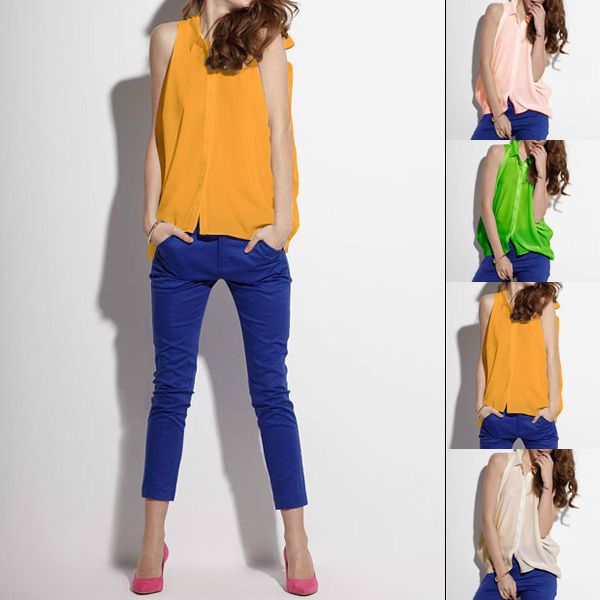 CUT OUT SHOULDER ASYMMETRIC HEM SHORT SLEEVE BLOUSE 2640  