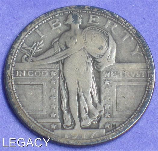 1917 P STANDING LIBERTY QUARTER TYPE 1 90% SILVER (YR  