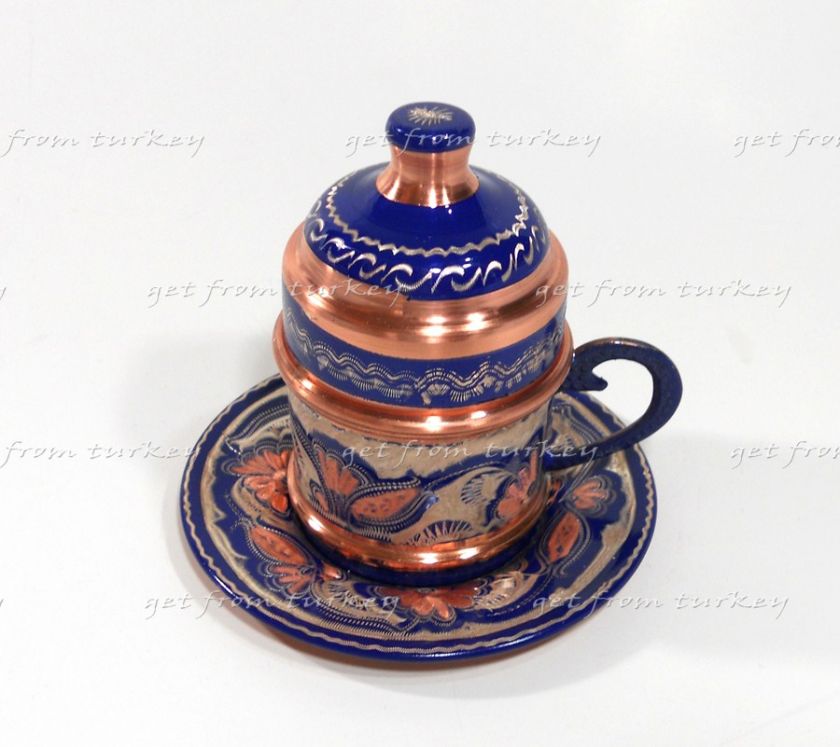   Coffee Cup Mug Set Handmade Crafted Copper & Porcelain Insert  