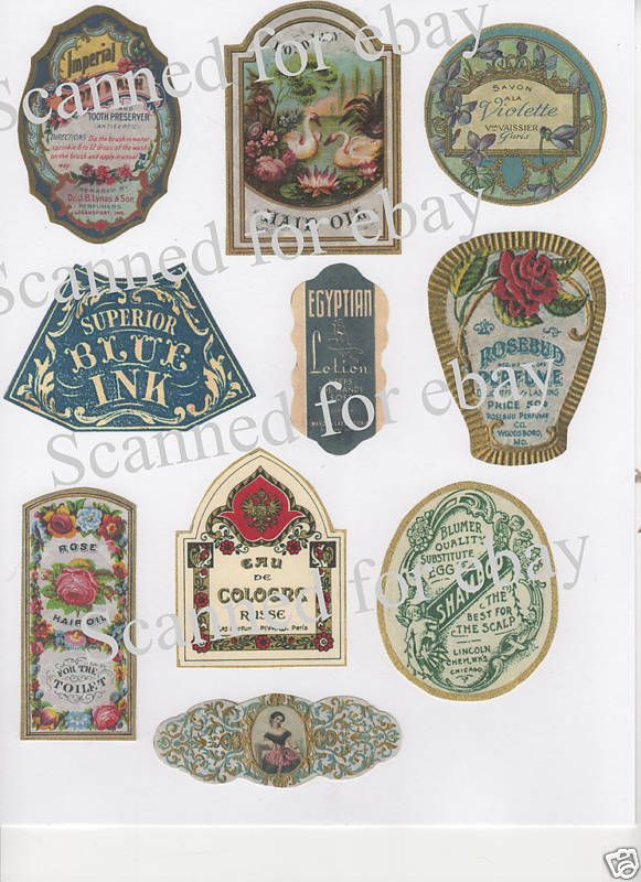 Vintage Ladies Vanity Perfume Soap Label Collage PH52  