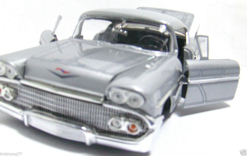   1958 58 Chevy Impala 1 24 Street Low Rider Die cast Silver Classic Car