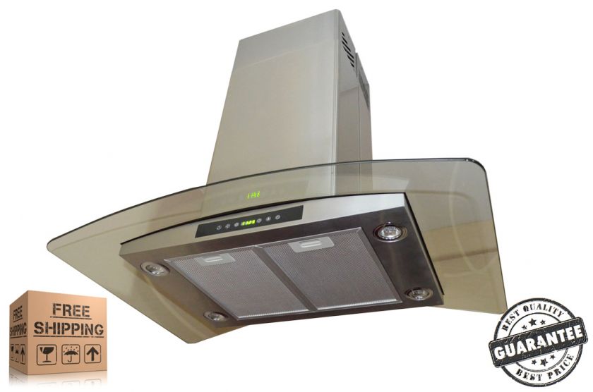 36 Stainless Steel Range Hood Island style Kitchen Vent LED Screen 