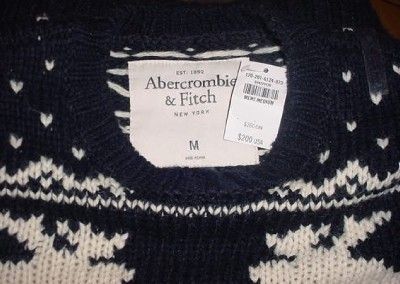   Abercrombie & Fitch Moose Gothics Mountain Knit Sweater Blue RTL$200